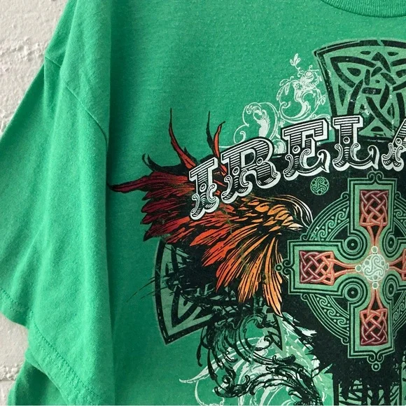 Vintage 90s Tee Green Celtic Cross Graphic T-Shirt St. Patrick’s Day Retro XL - Picture 5 of 14